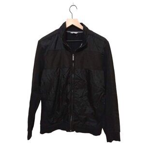 Calvin Klein Black Cotton Blend Slim Fit Stretch Full Zip Jacket Sz L